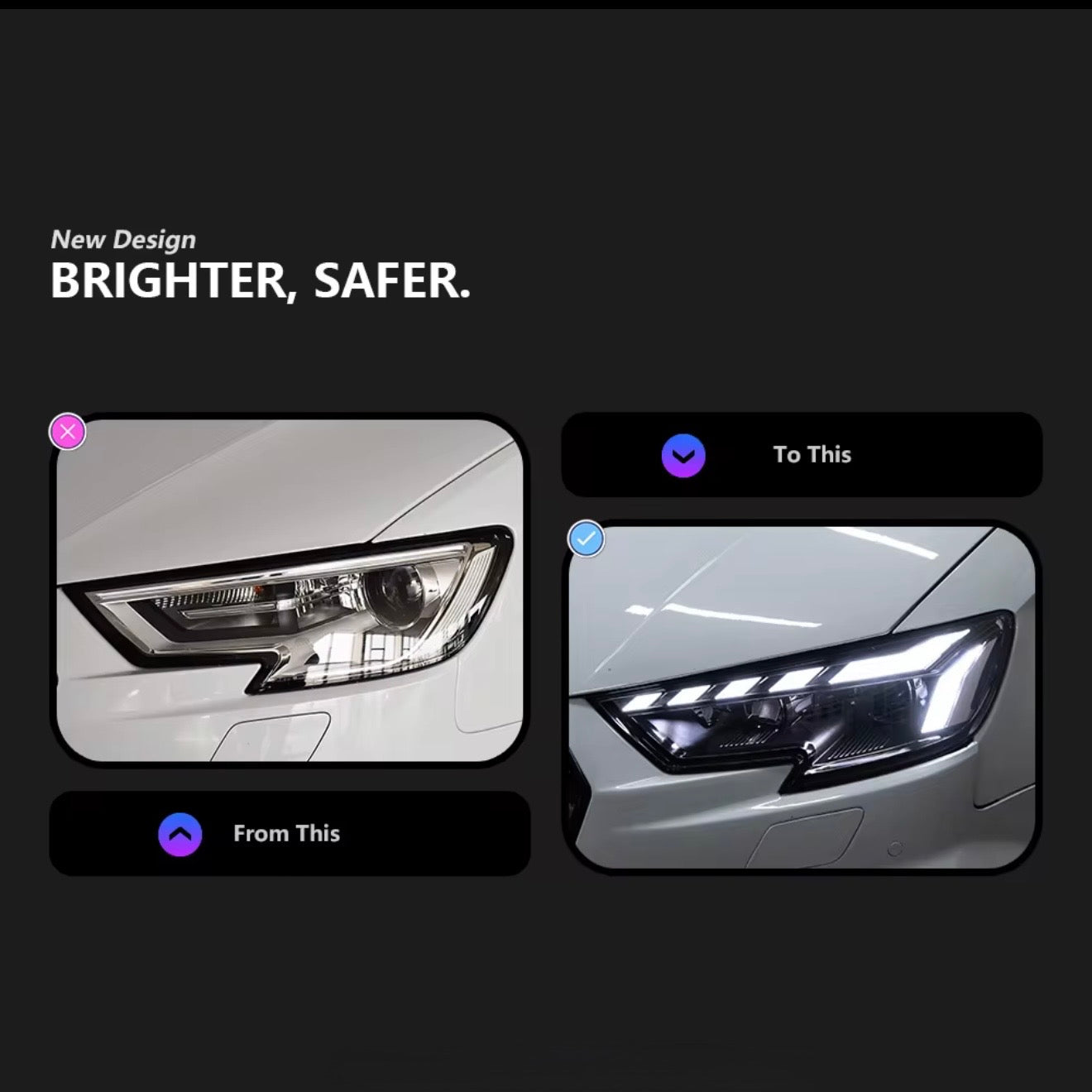 FANALI ANTERIORI LED AUDI A3 8V 2017-2019 LOOK RS5