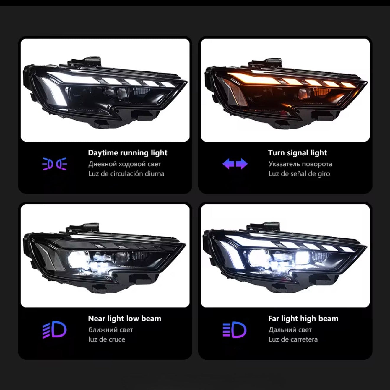 FANALI ANTERIORI LED AUDI A3 8V 2017-2019 LOOK RS5