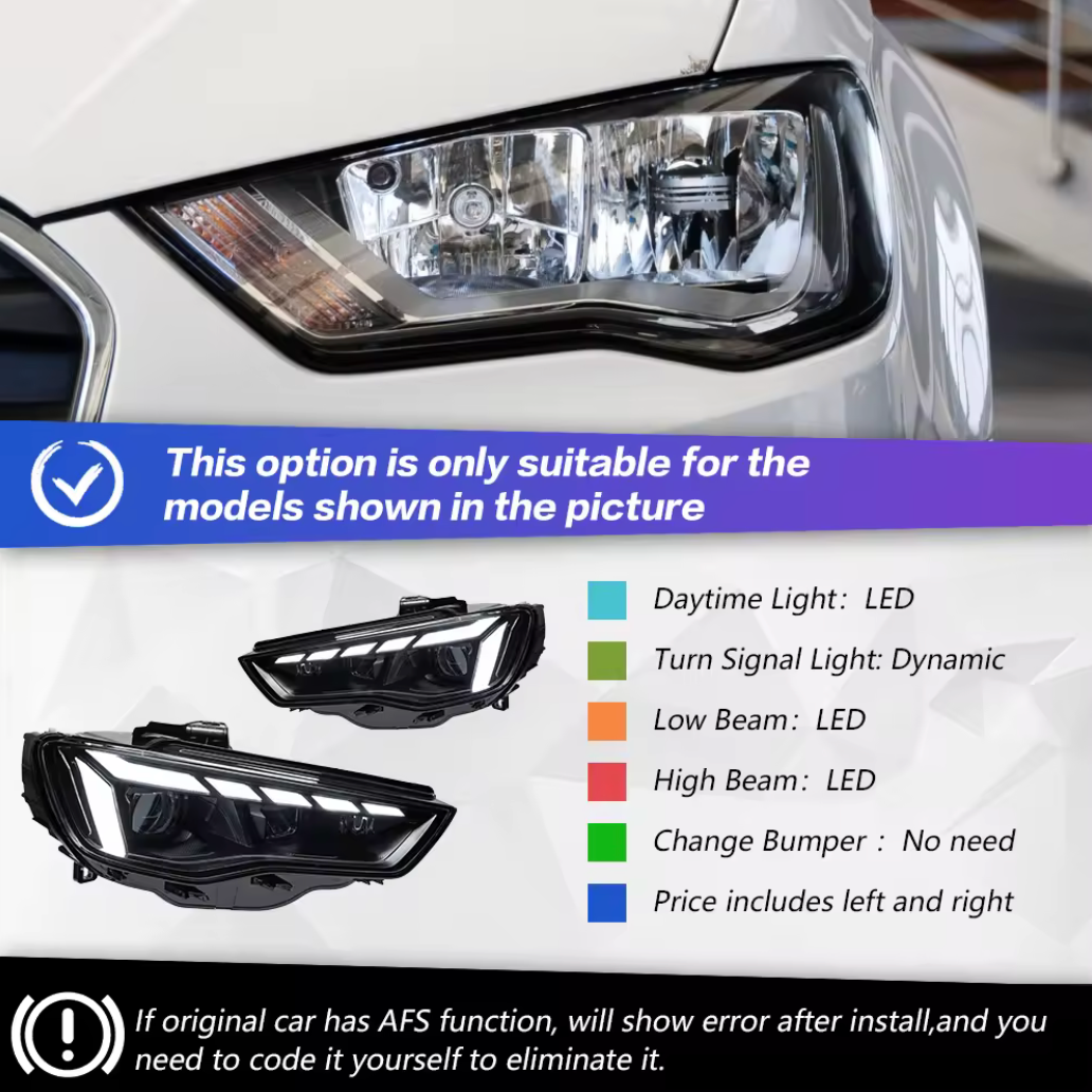 FANALI ANTERIORI AUDI A3 8V 2012-2016 LOOK TUNING