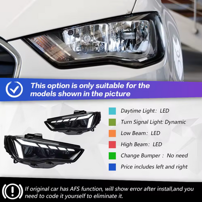 FANALI ANTERIORI AUDI A3 8V 2012-2016 LOOK TUNING